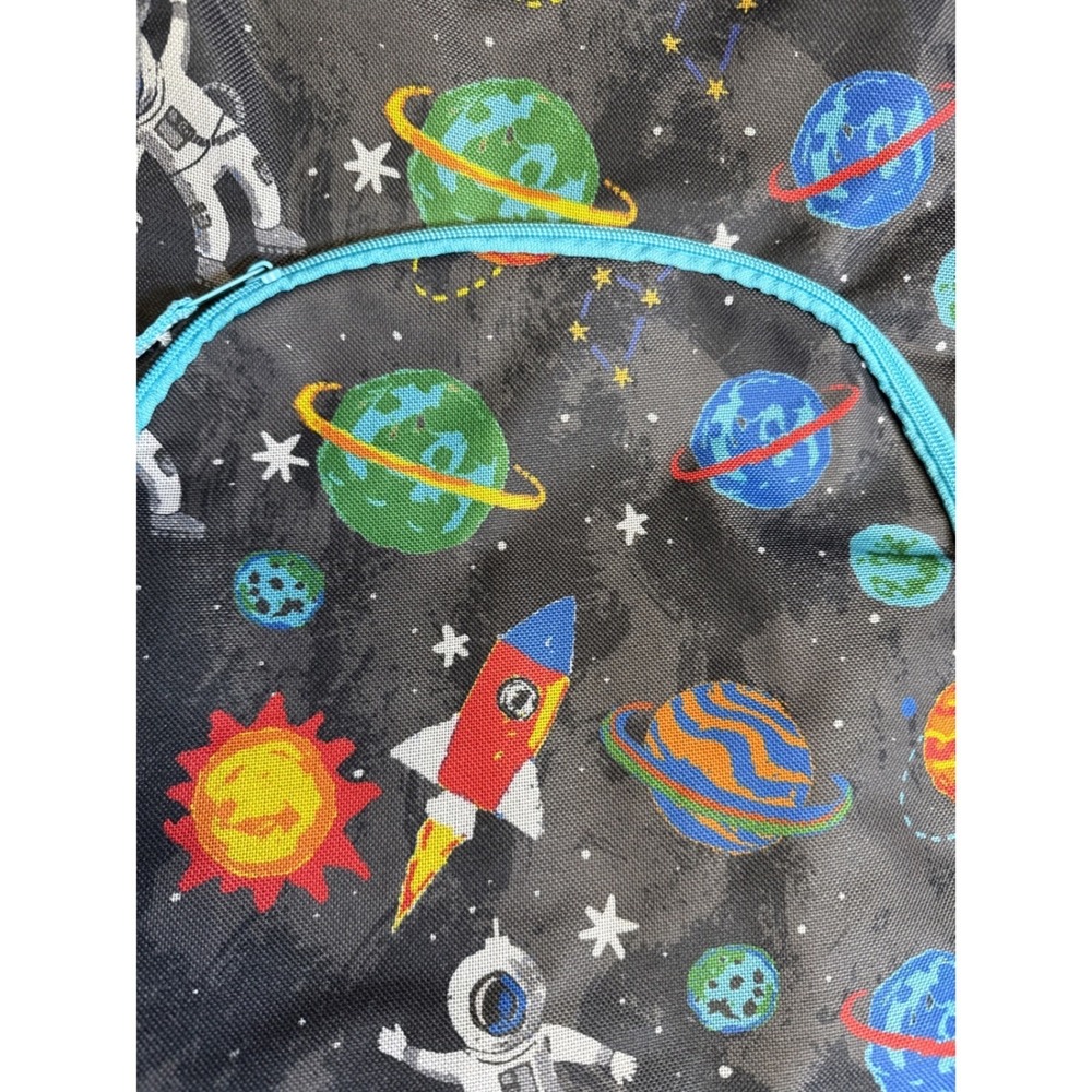 Kids Outer Space Astronaut Rocket Ship Planet Print Backpack Black Blue‎ School